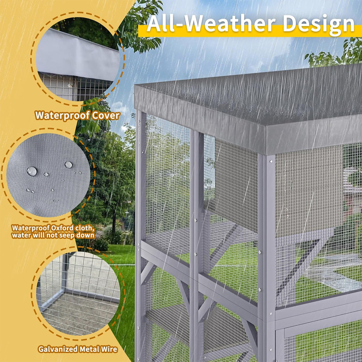 yopto outdoor cat house,70" catio outdoor cat enclosure, front angle view