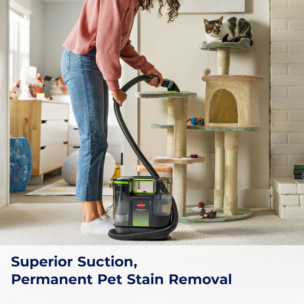 bissell little green max pet portable carpet cleaner, side view