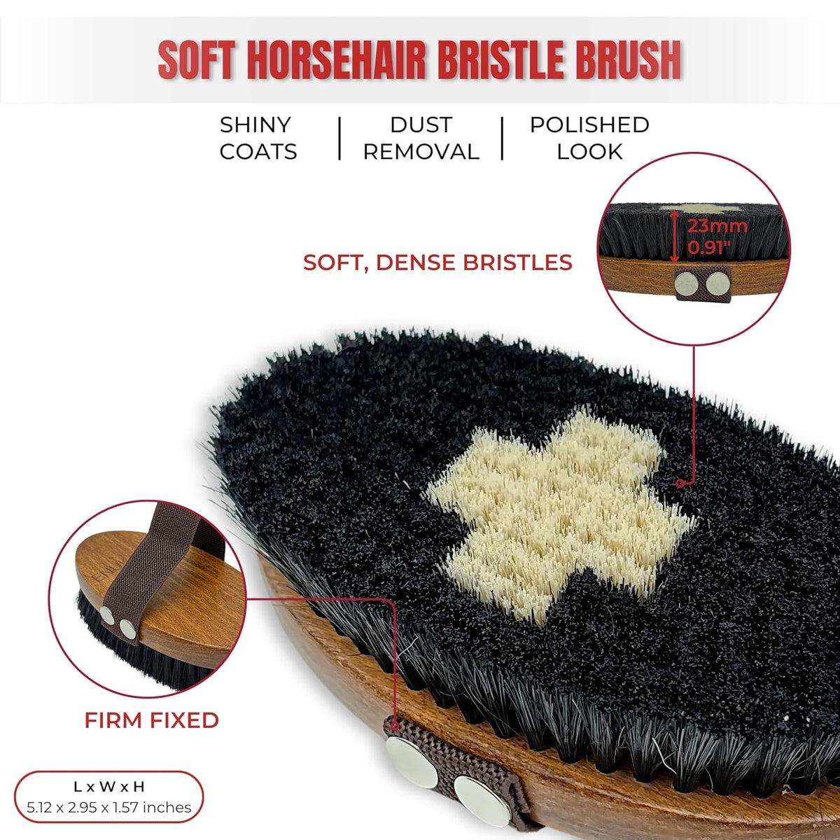 dog brush for short haired dogs - wooden, side view