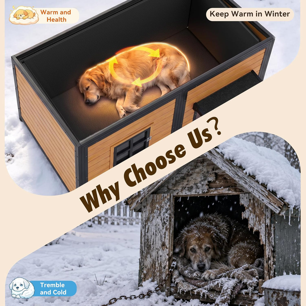 59" extra large outdoor dog house with insulated showing dimensions
