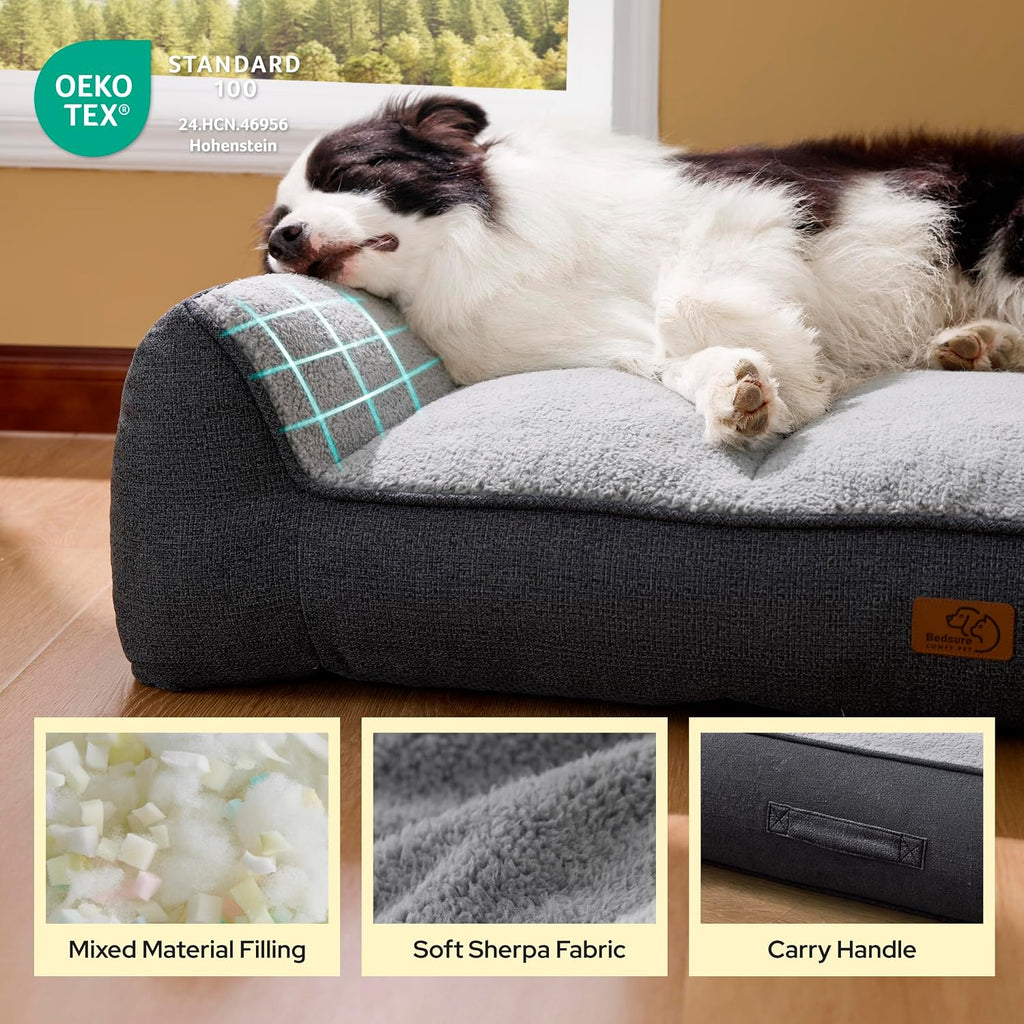 bedsure supportmax® extra thick orthopedic xl dog beds showing dimensions