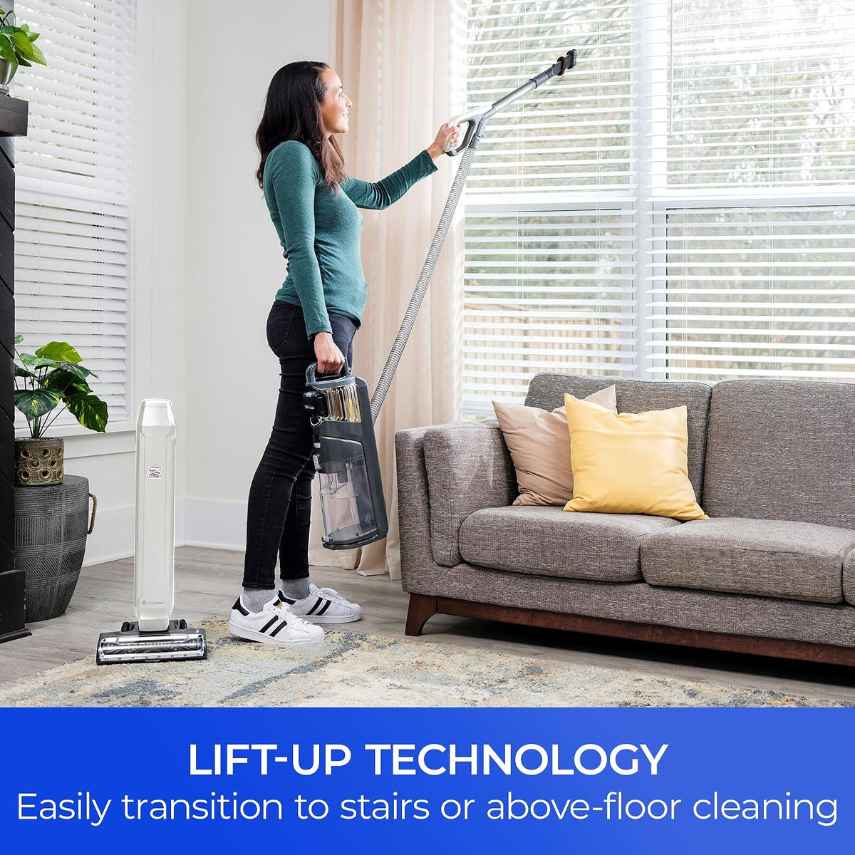 kenmore litening 24v cordless upright vacuum with hair shown in use
