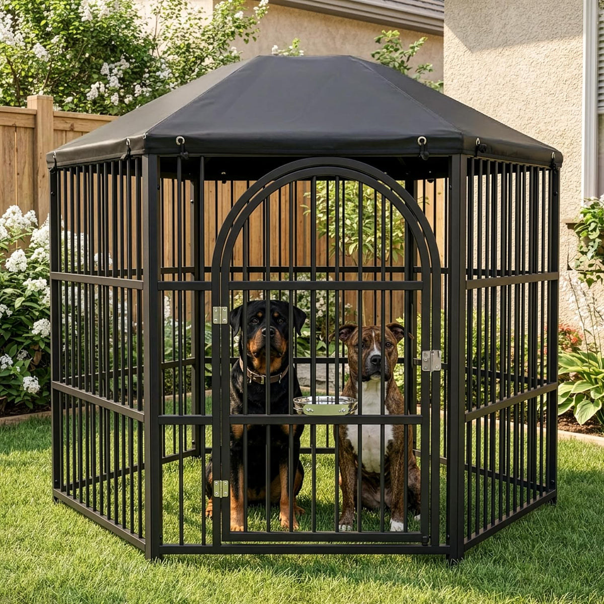 heavy duty outdoor dog crate with waterproof roof, main product view