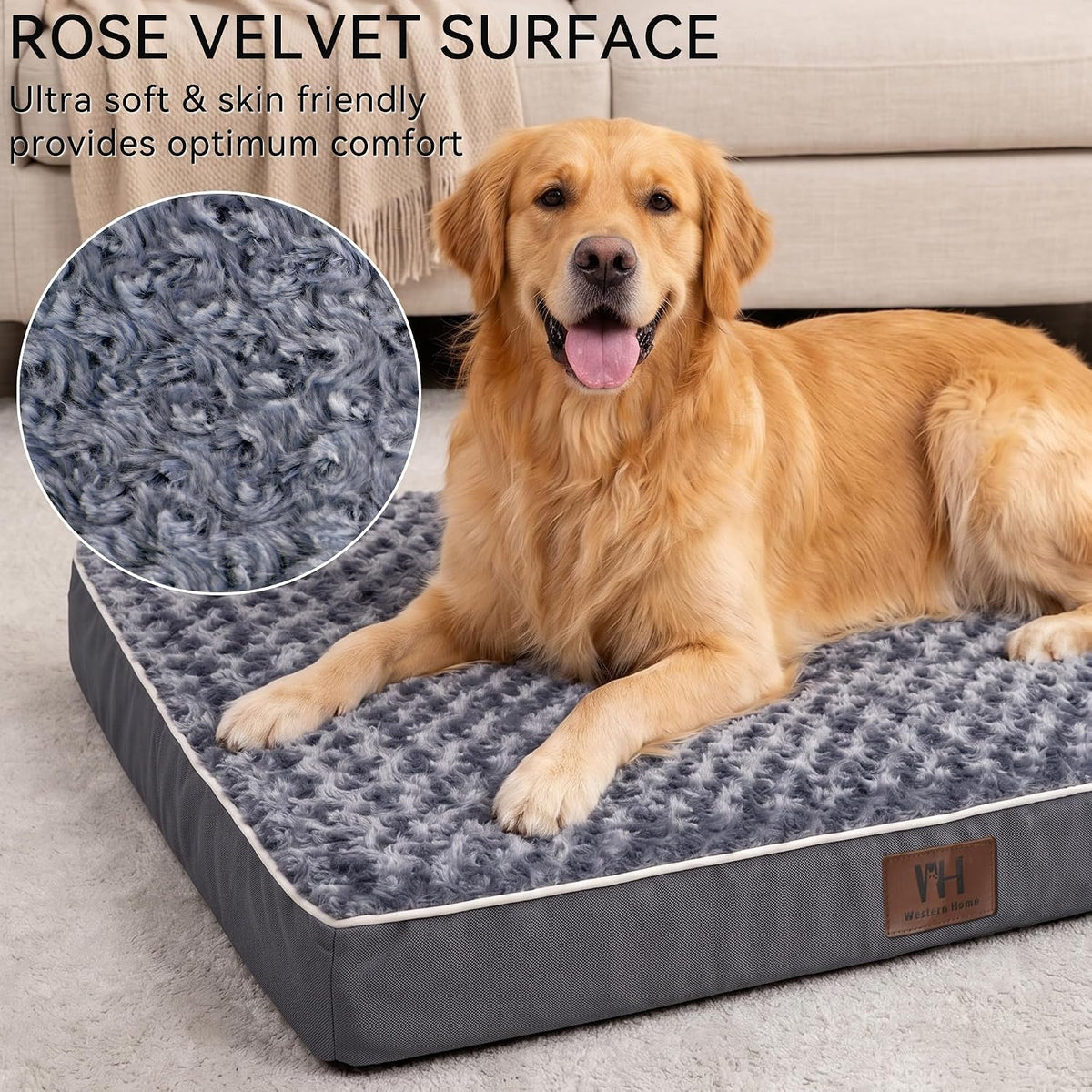 western home wh orthopedic xl dog bed extra shown in use