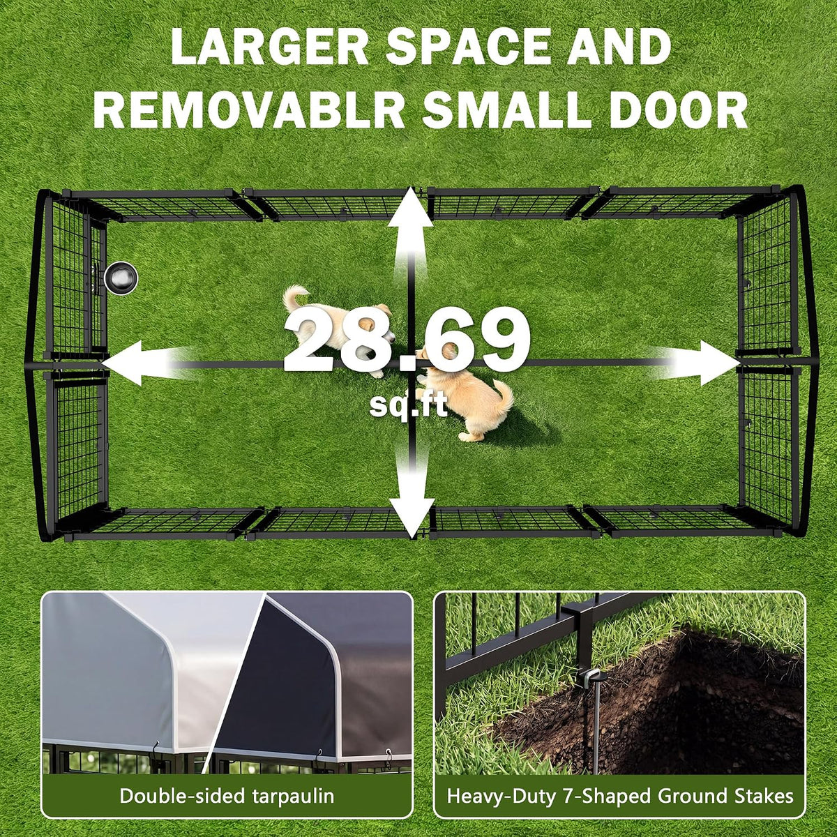 dog kennel outdoor enclosure with roof, 8x4x6 ft shown in use