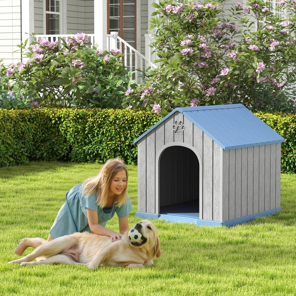 fancyango large dog house outdoor indoor for medium, front angle view