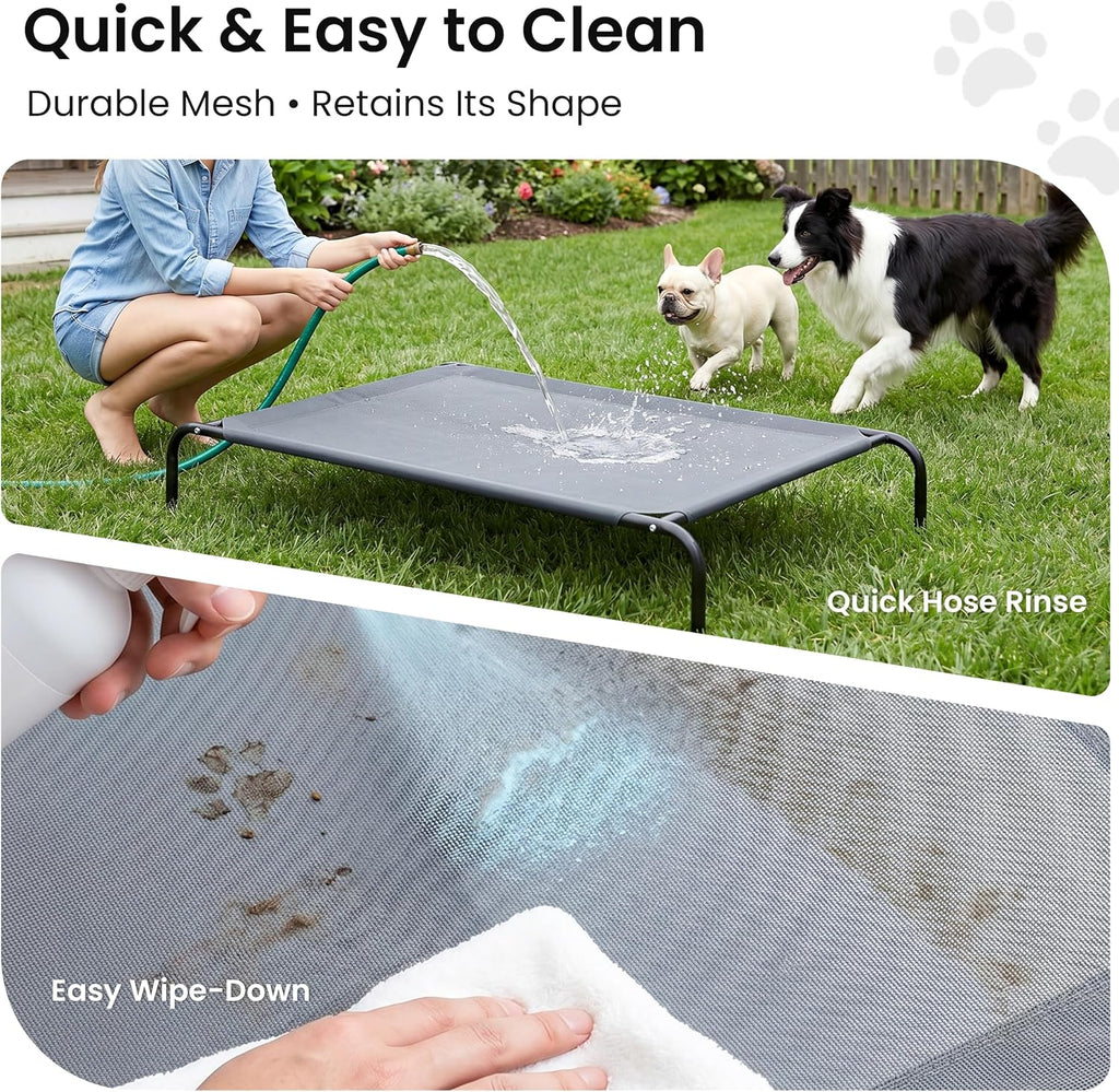 love's cabin elevated cooling dog bed for large showing dimensions