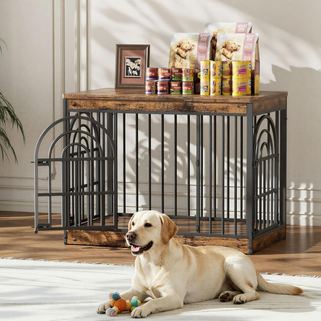 easycom 39" wooden dog crate furniture for small on a desk or shelf