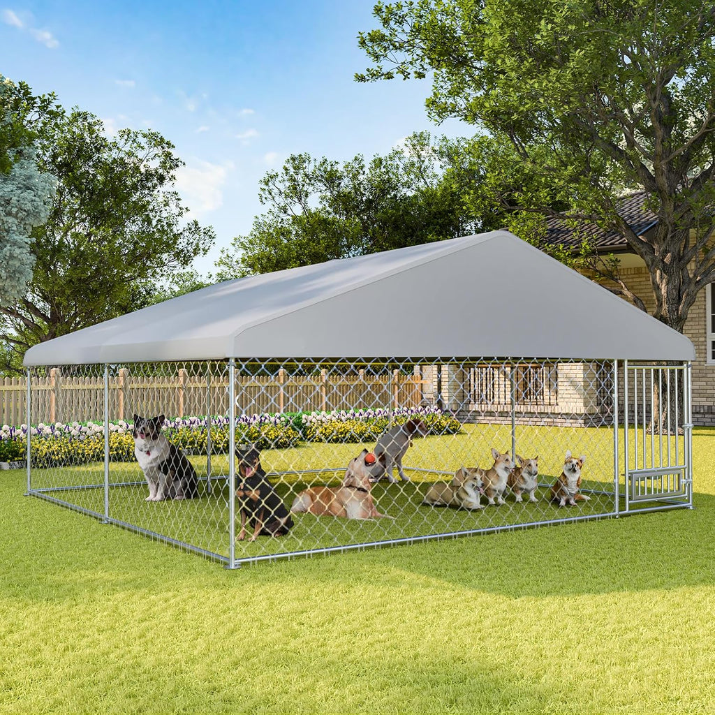 erinnyees 13'x13' outdoor dog kennel with roof, large, main product view
