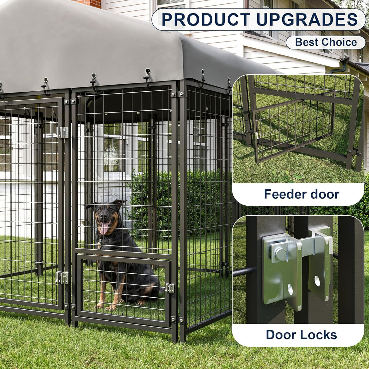 10x14ft dog kennel outside double door dog kennel, side view