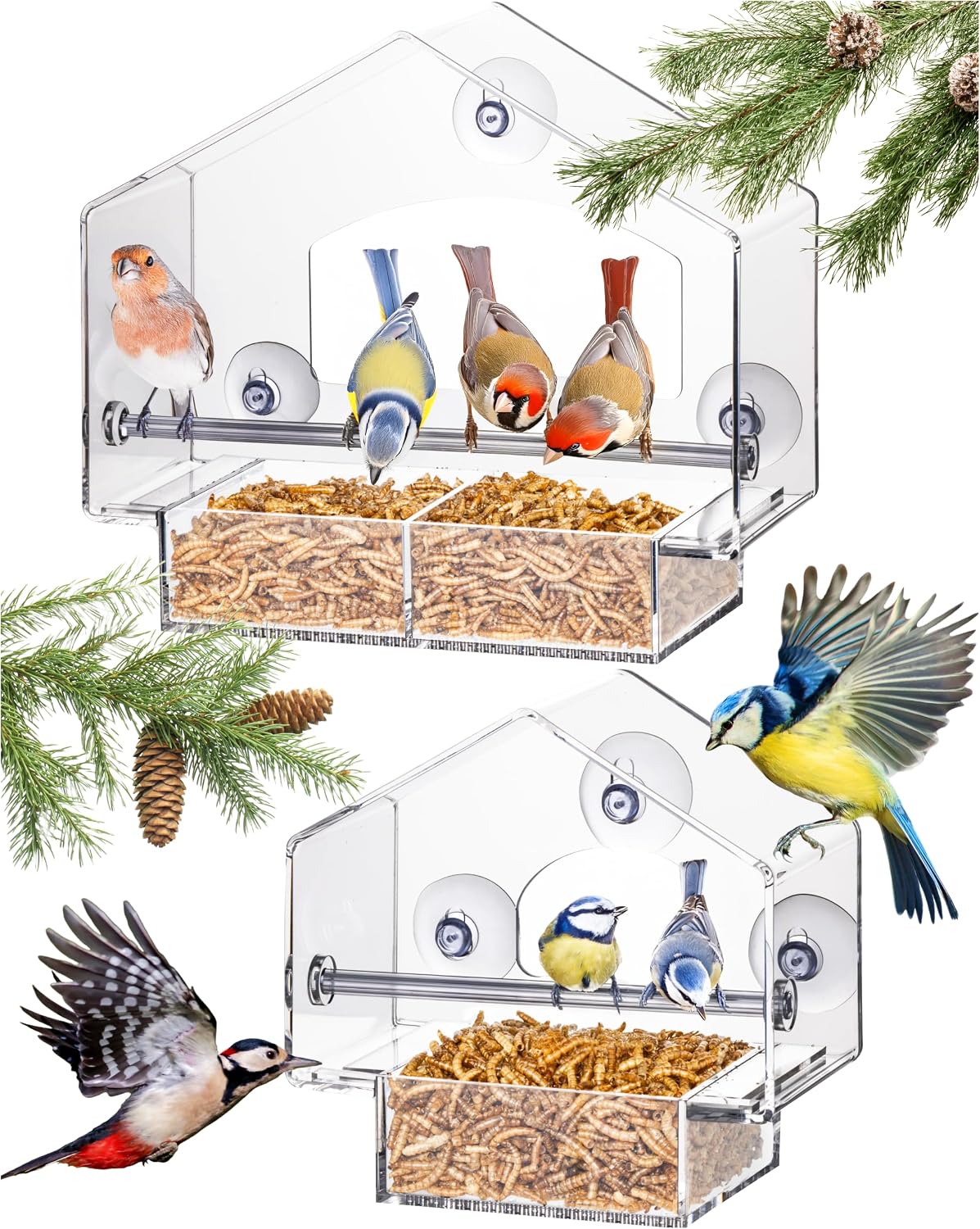 hatortempt window bird feeder - set of 2, main product view