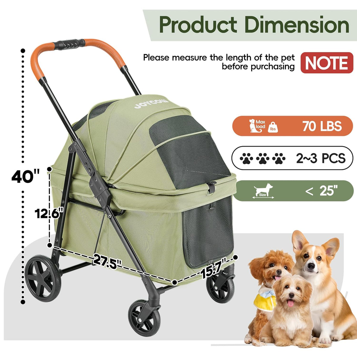 foldable pet stroller small dogs cats up to shown in use