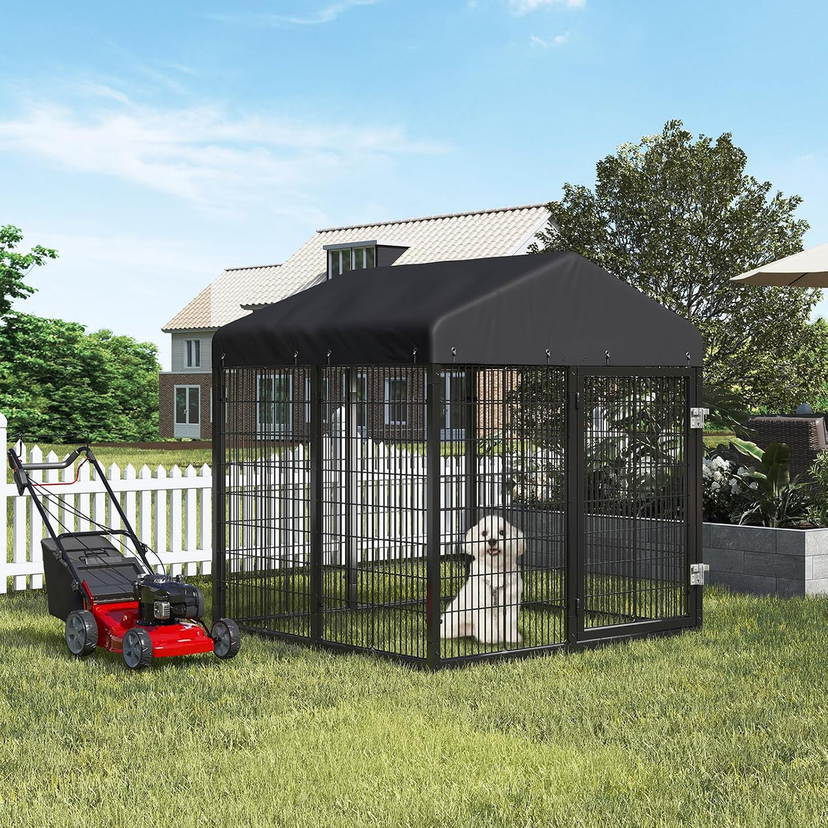 petony 4.2x4x4.5ft large outdoor dog enclosure, heavy duty, side view