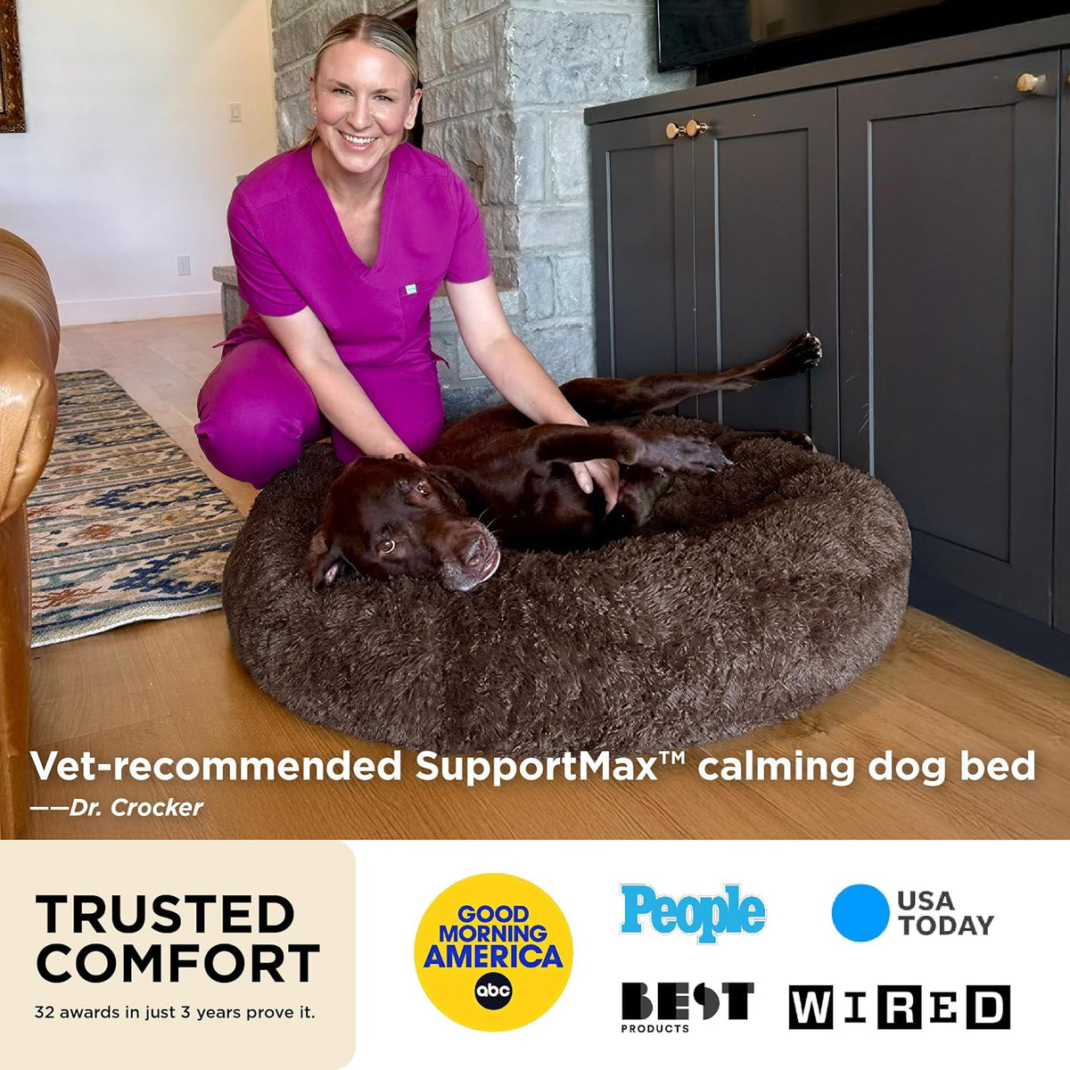 bedsure supportmax® calming xl dog bed extra large shown in use