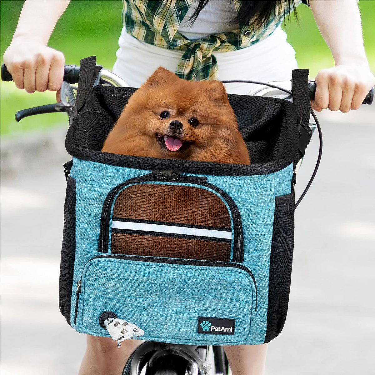 petami dog bike basket, soft-sided ventilated pet carrier, view 9