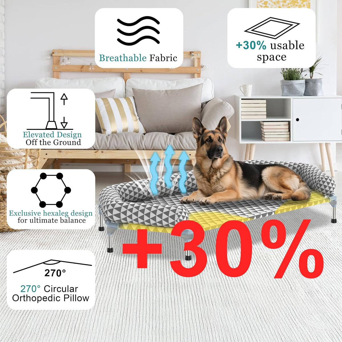 orthopedic dog beds for large dogs,u-shaped bolster ，up shown in use