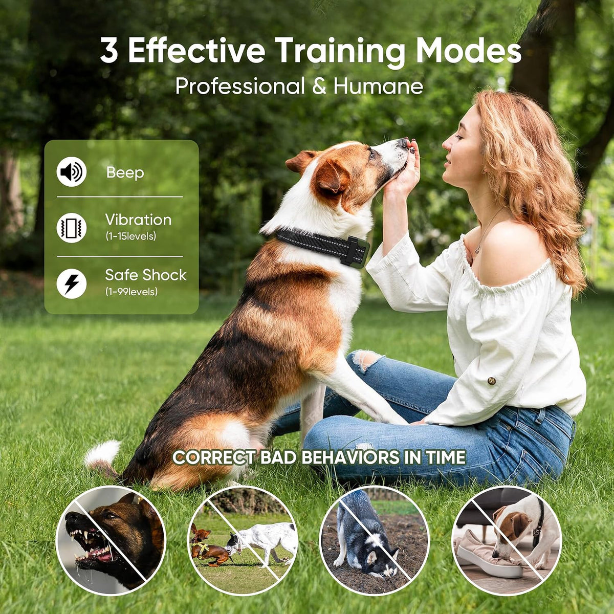 dog shock collar 2 dogs (5-120lbs) - 4500ft shown in use