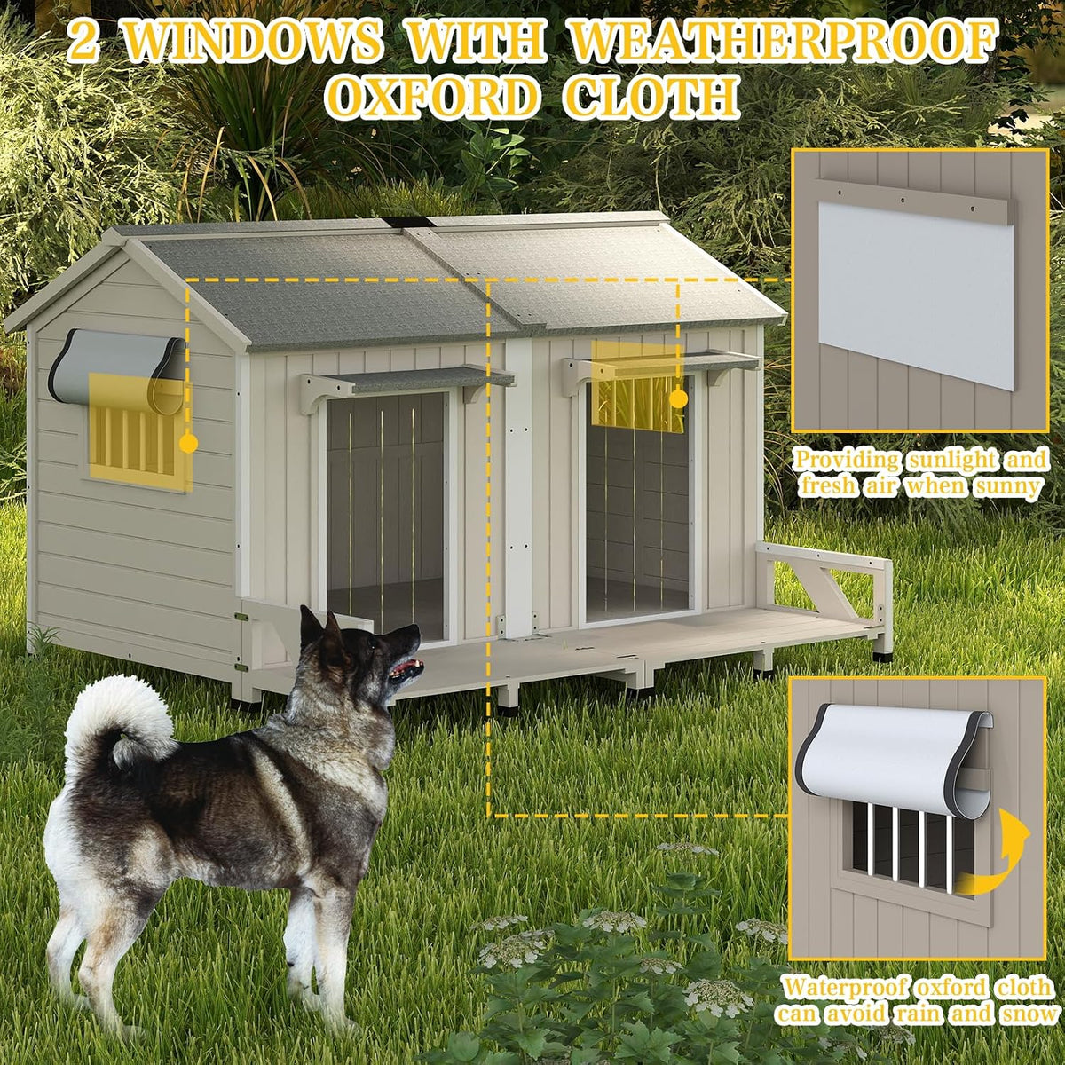 petscosset 59.4" l large dog house outdoor &, side view