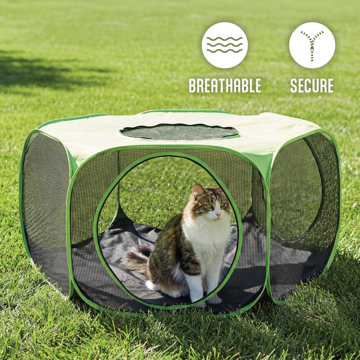 kitty city outdoor catio furniture and play kits, side view