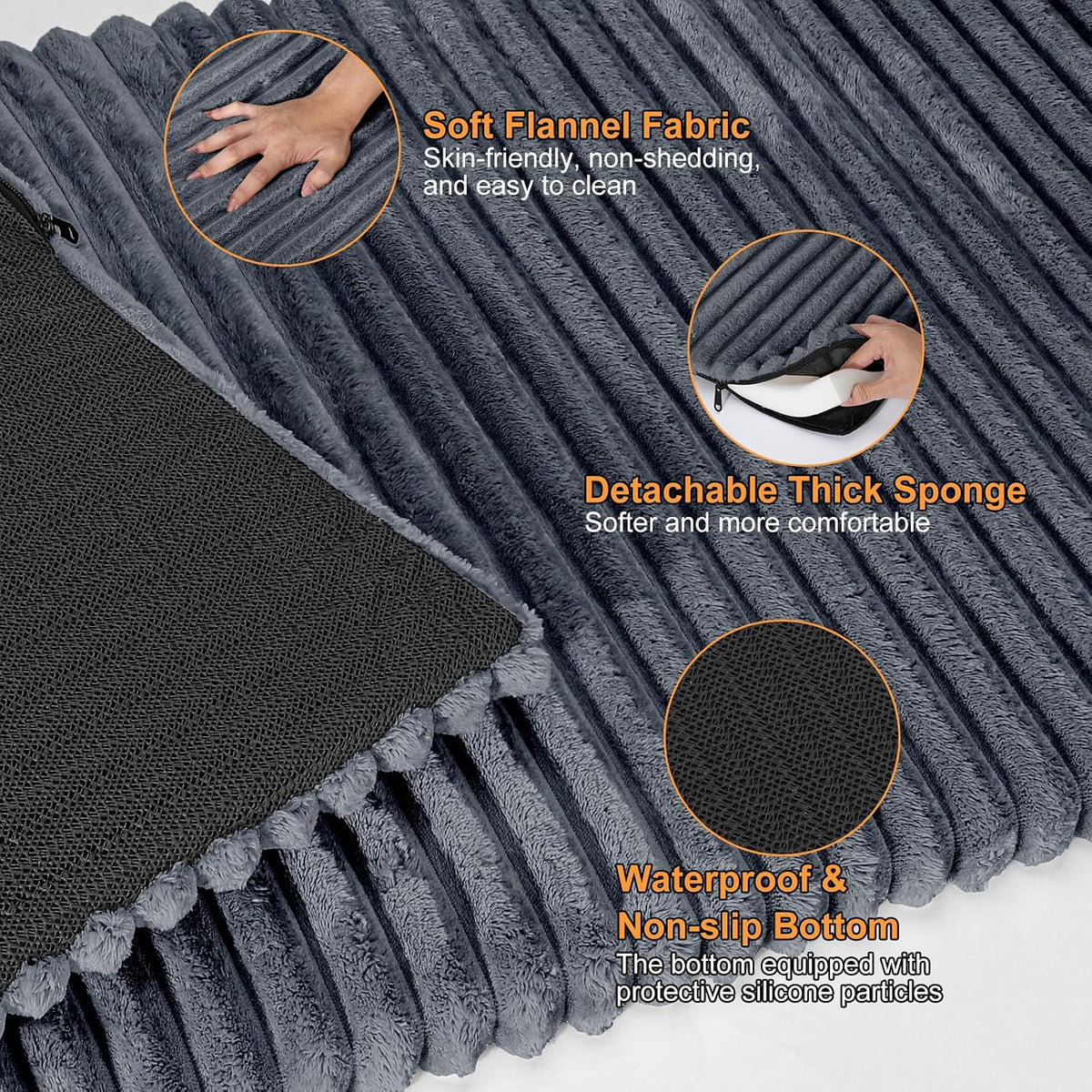 furtime backseat pet bed mat, non-slip washable dog, close-up detail
