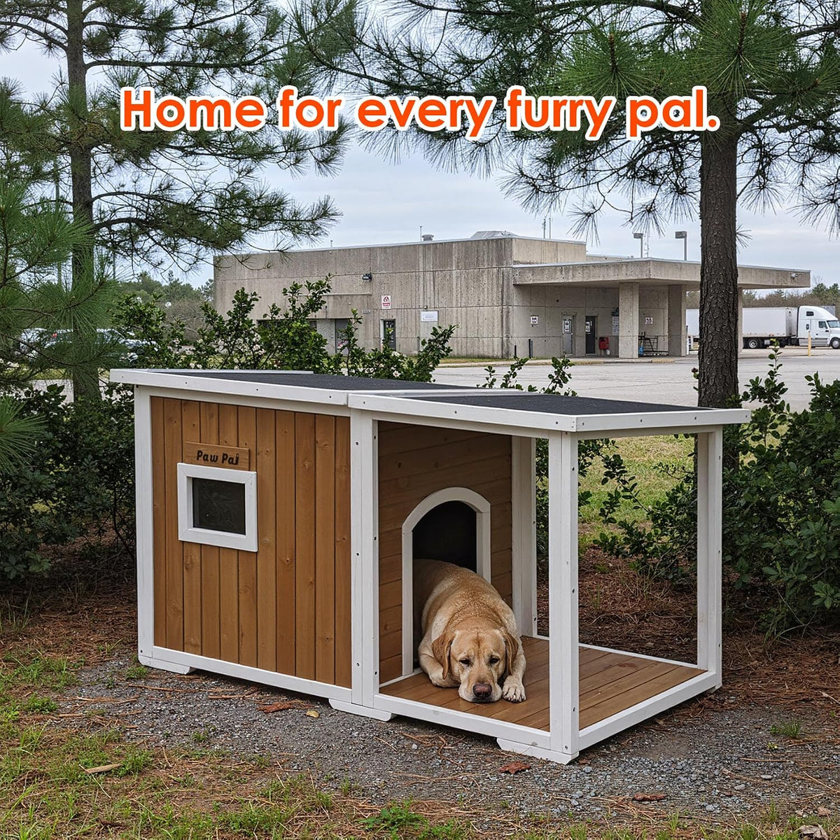 dog house outdoor large breed, 59” insulated dog, front angle view