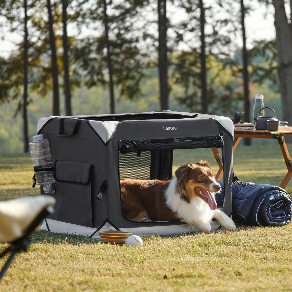 lesure portable collapsible dog crate for medium dogs on a desk or shelf