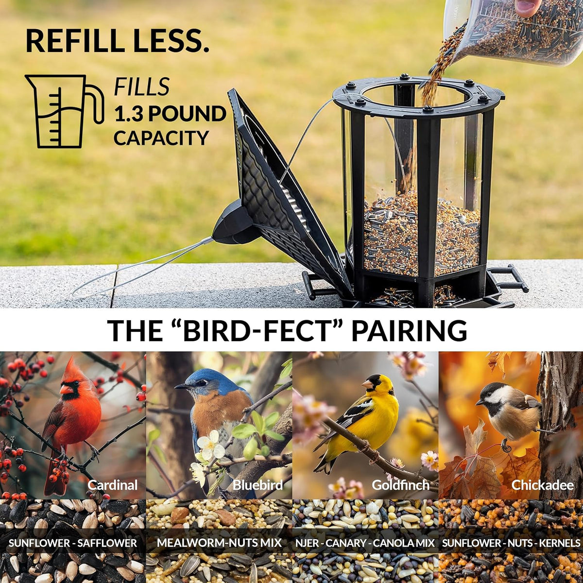 good directions t03p castella bird feeder, polished copper shown in use