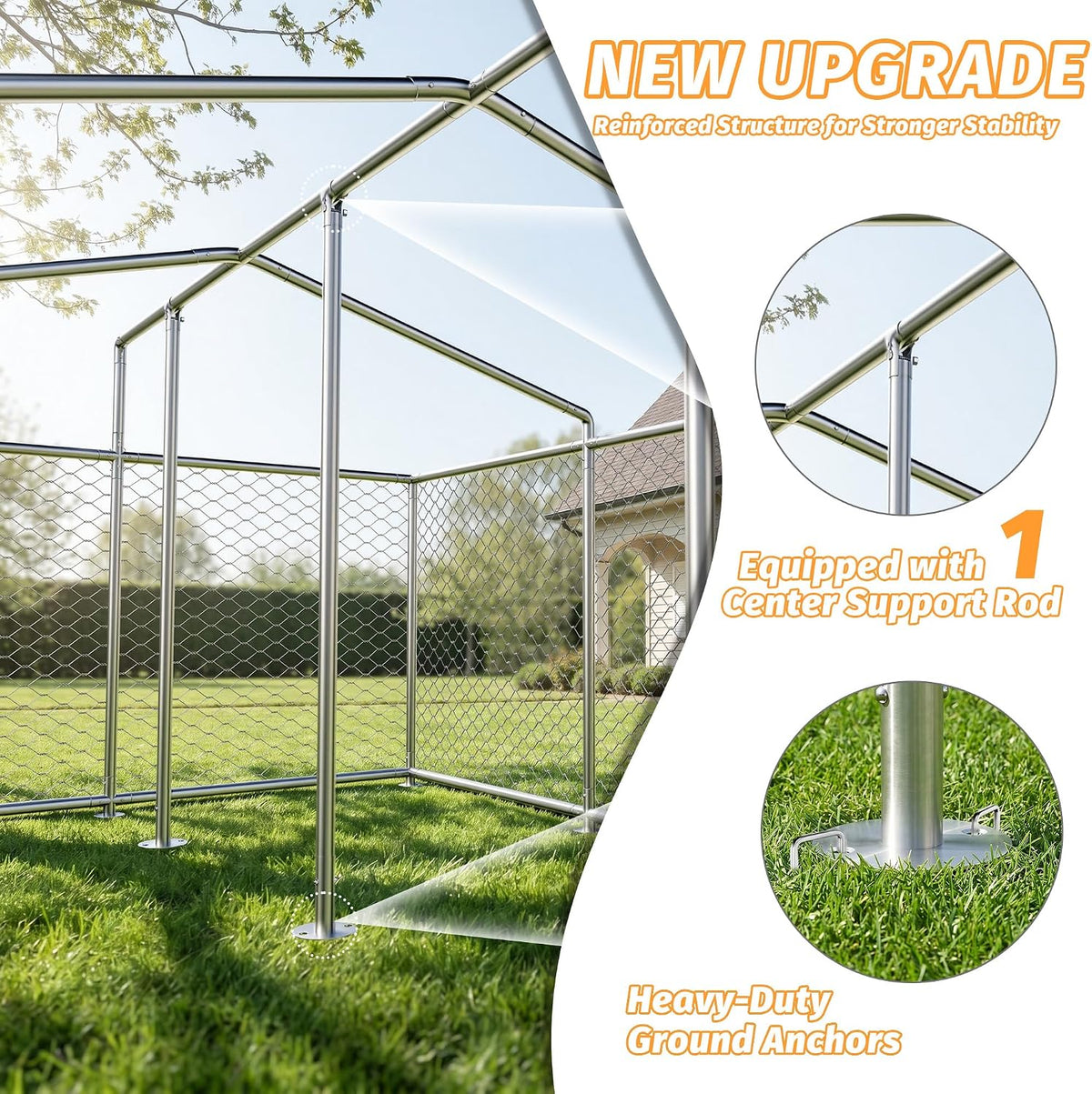 10x10 ft outdoor dog kennel, heavy duty dog shown in use