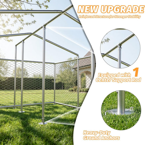 10x10 ft outdoor dog kennel, heavy duty dog shown in use
