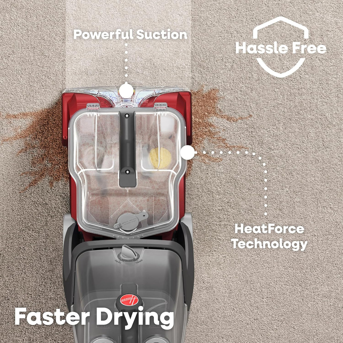 hoover powerscrub deluxe carpet cleaner machine, pet &, close-up detail