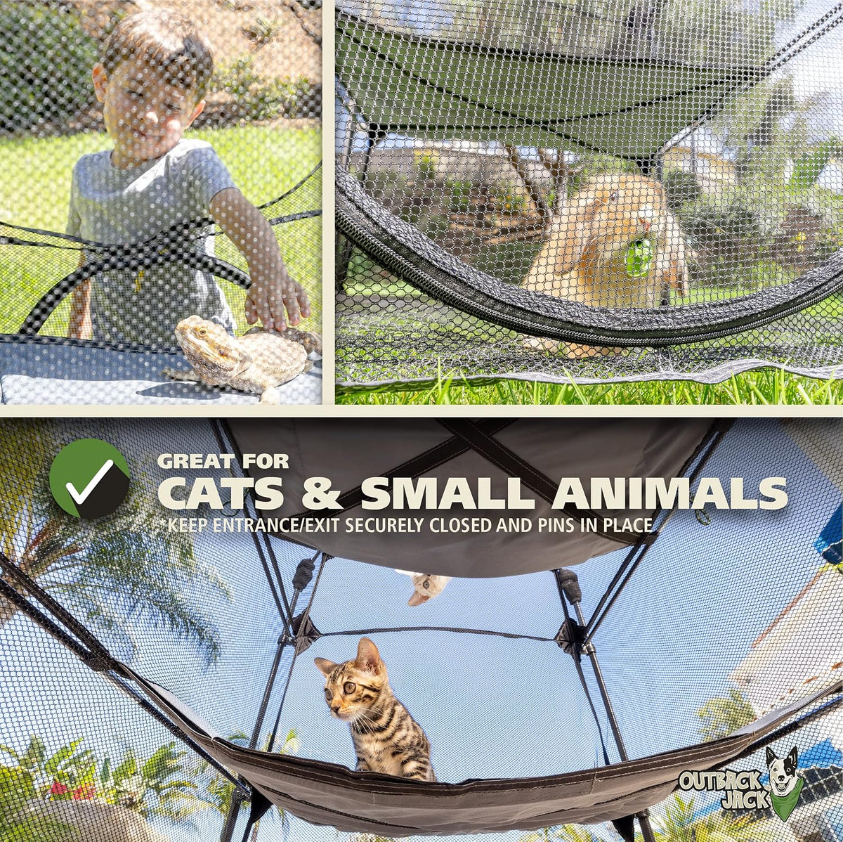 outback jack catio outdoor cat enclosure, portable play, side view