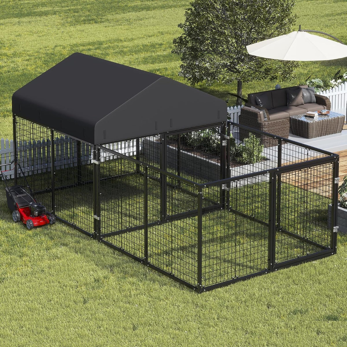 outdoor dog kennel with dog fence for medium/small, main product view