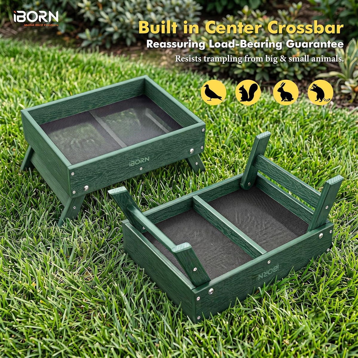 iborn ground bird feeder, bird & squirrel platform, side view