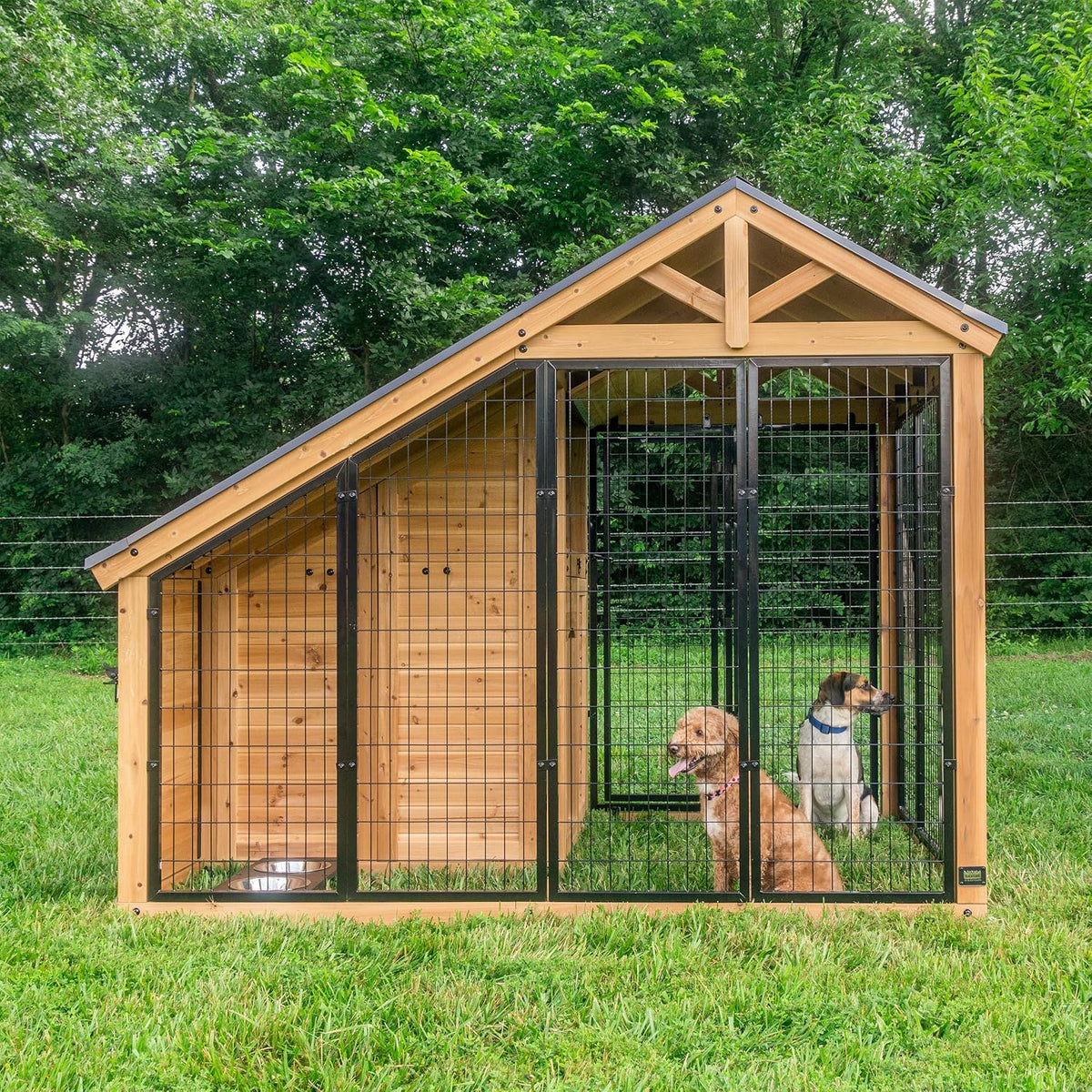 backyard discovery 7' x 5' waggin' retreat cedar, front angle view