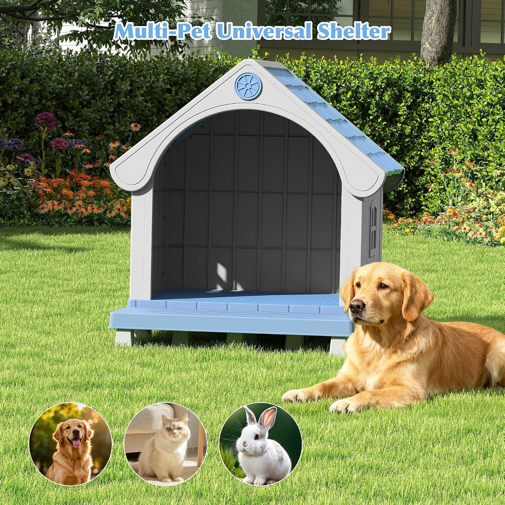 bifanuo dog house outdoor weatherproof with porch for, side view