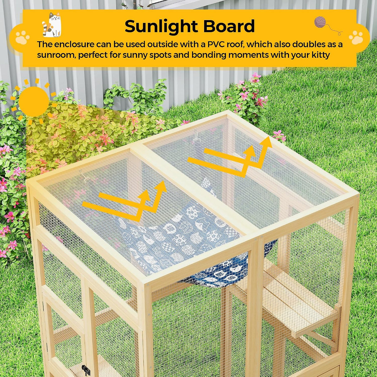 catio outdoor cat enclosure - premium wooden cat, close-up detail