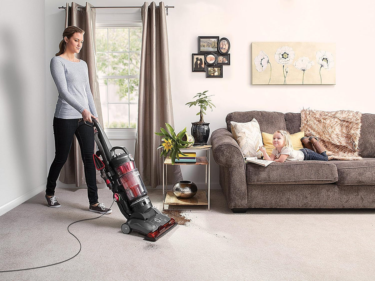 hoover windtunnel 3 max performance pet bagless vacuum shown in use